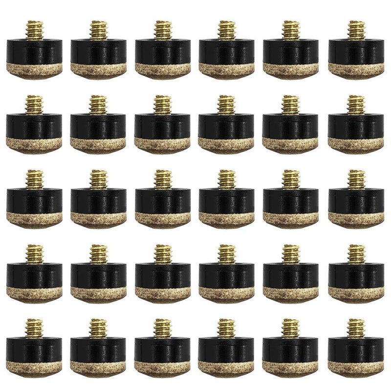 YuCool Pool Stick Tips,30 Pieces Screw-on Cue Tips Hard Leather Billiard Pool Cue Tips Replacement kit-13mm - Image 2